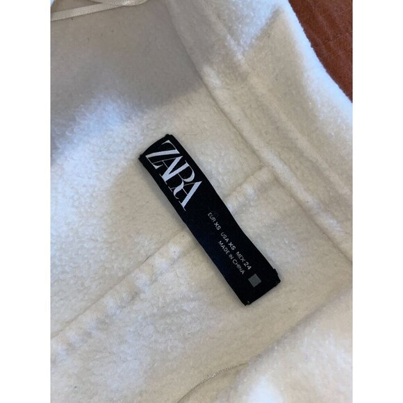 ZARA White Wool Double-Breast Oversize Long Coat Size XS Women - Picture 6 of 6